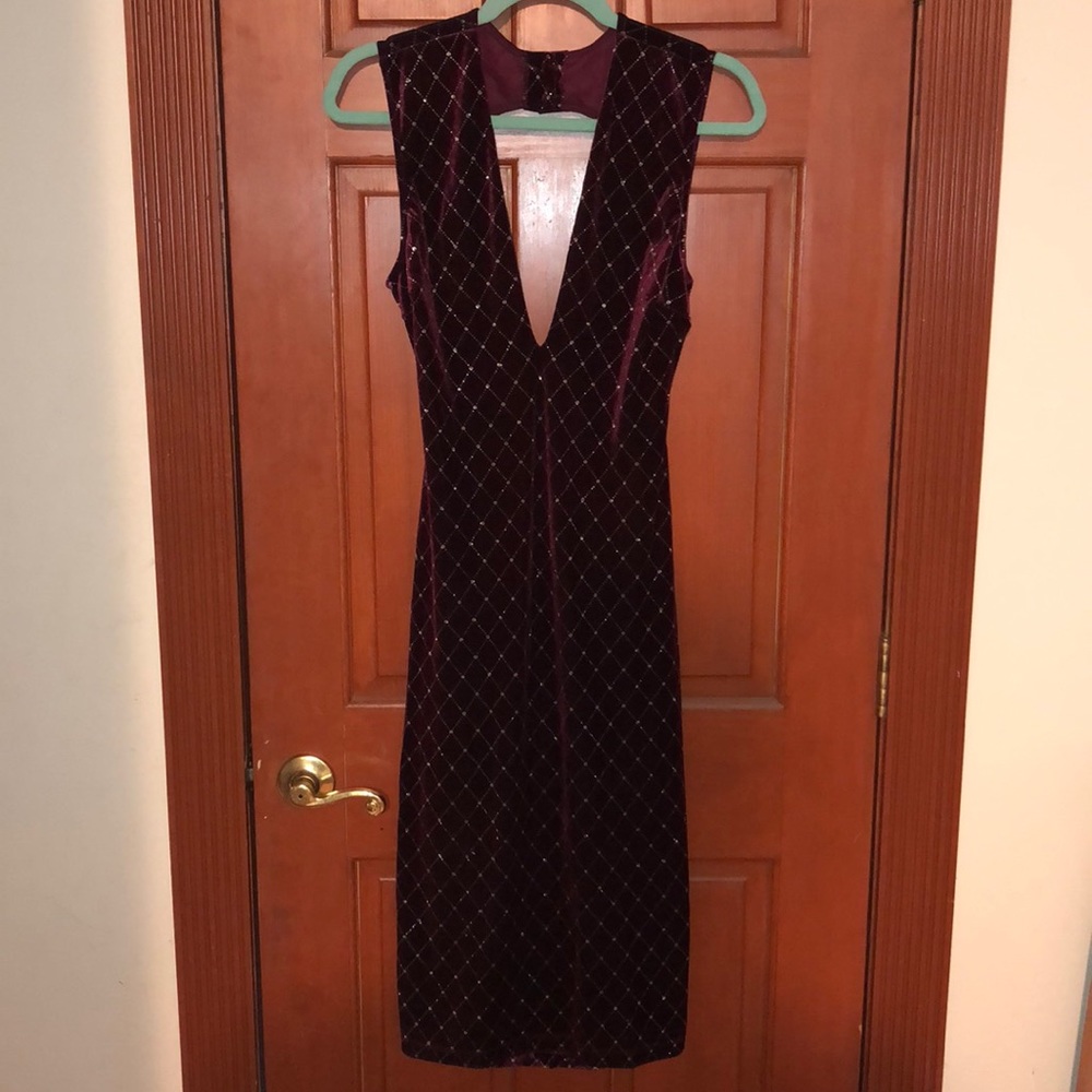Burgundy Studded Evening Dress